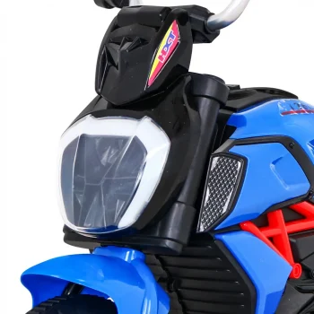 Brzi Turistički Motocikl Na Baterije Za Djecu, Plavi + Audio + Svjetla + Eko Koža, Plava Motor Na Akumulator 9