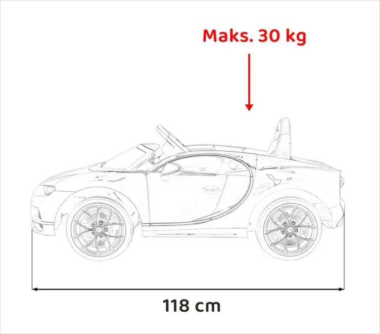 Bugatti Chiron Dječja Kolica Na Baterije, Plava + Daljinski Upravljač + Nosač Za Prtljagu + Eva 3