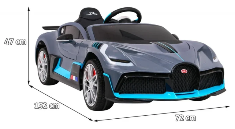 Bugatti Divo Dječji Automobil Na Baterije, Sivi + Daljinski Upravljač + Eva + Spori Start, Crna 2