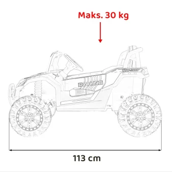 Buggy Utv 2000m Trkaći Automobil Na Baterije Bijeli + Mp3 Zvukovi, Svjetla + Daljinski Upravljač + Spori Start, Bijela 3