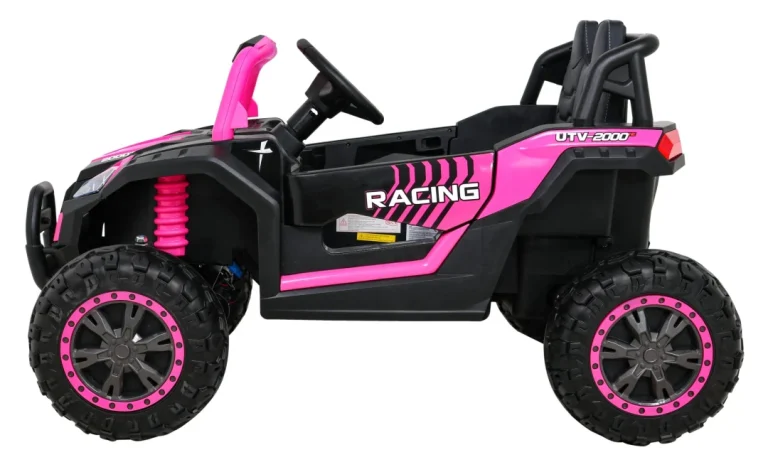 Buggy Utv 2000m Trkaći Automobil Na Baterije, Roza + Mp3 Zvukovi, Svjetla + Daljinski Upravljač + Spori Start 5