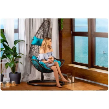 Cabana Siva Viseća Vrtna Stolica + Svijetloplavi Sofotel Jastuci 4
