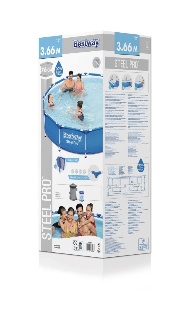 Čelični Pro Frame Bazen 366x76 Okrugli Bestway 3u1 + Filter Pumpe 7