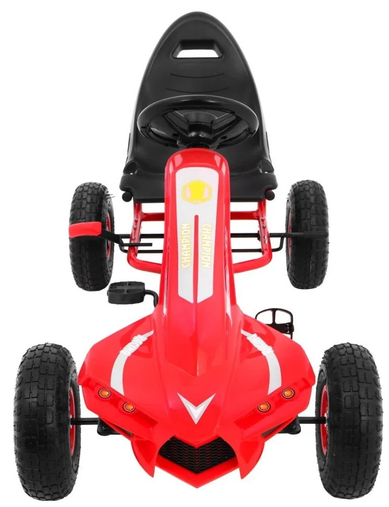 Champion Pedalni Go Kart Za Djecu 3+ Crveni + Napuhane Gume + Podesivo Sjedalo + Ručna Kočnica 10