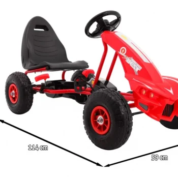 Champion Pedalni Go Kart Za Djecu 3+ Crveni + Napuhane Gume + Podesivo Sjedalo + Ručna Kočnica 2
