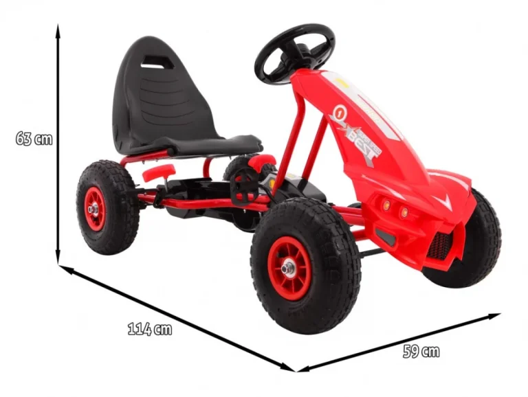 Champion Pedalni Go Kart Za Djecu 3+ Crveni + Napuhane Gume + Podesivo Sjedalo + Ručna Kočnica 2