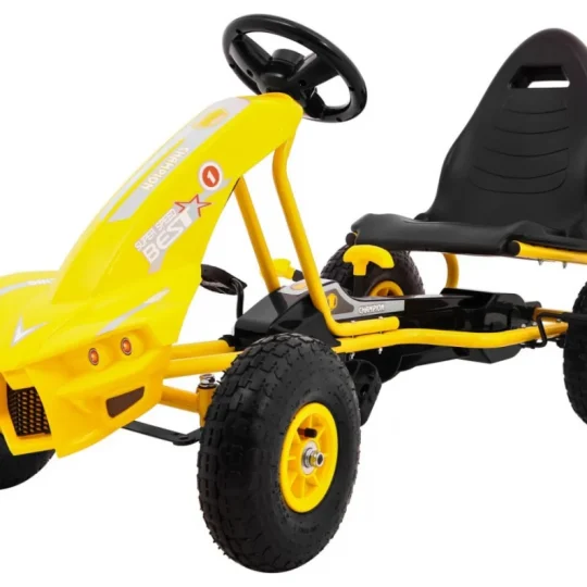 Champion Pedalni Go Kart Za Djecu 3+ žuti + Napuhane Gume + Podesivo Sjedalo + Ručna Kočnica 1