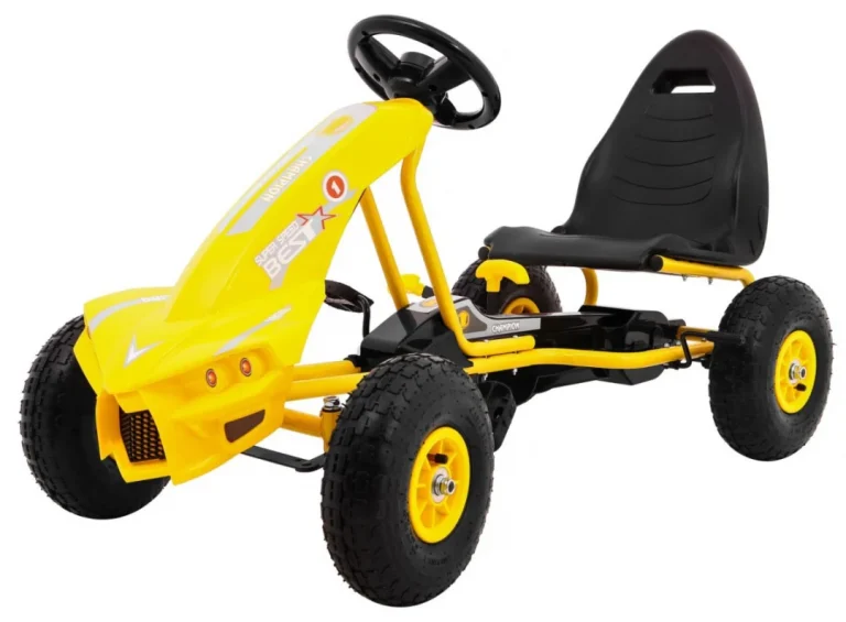 Champion Pedalni Go Kart Za Djecu 3+ žuti + Napuhane Gume + Podesivo Sjedalo + Ručna Kočnica 1