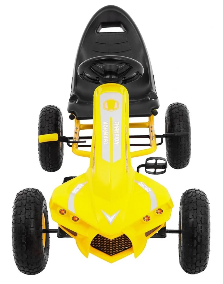 Champion Pedalni Go Kart Za Djecu 3+ žuti + Napuhane Gume + Podesivo Sjedalo + Ručna Kočnica 10