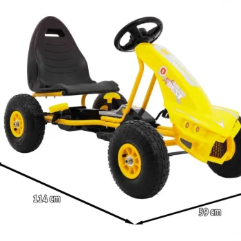 Champion Pedalni Go Kart Za Djecu 3+ žuti + Napuhane Gume + Podesivo Sjedalo + Ručna Kočnica 2