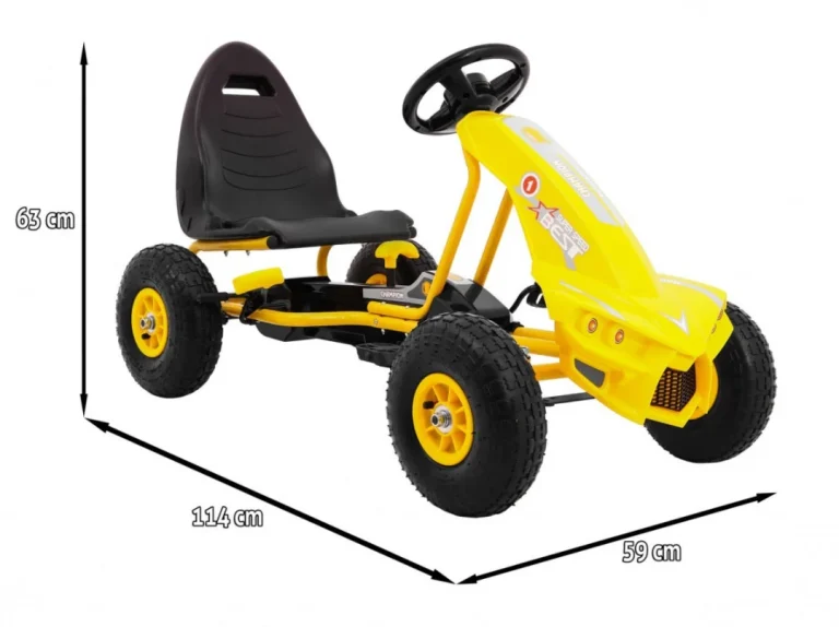 Champion Pedalni Go Kart Za Djecu 3+ žuti + Napuhane Gume + Podesivo Sjedalo + Ručna Kočnica 2