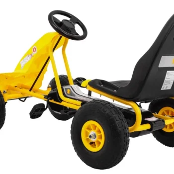 Champion Pedalni Go Kart Za Djecu 3+ žuti + Napuhane Gume + Podesivo Sjedalo + Ručna Kočnica 4