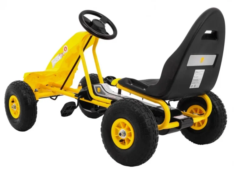 Champion Pedalni Go Kart Za Djecu 3+ žuti + Napuhane Gume + Podesivo Sjedalo + Ručna Kočnica 4