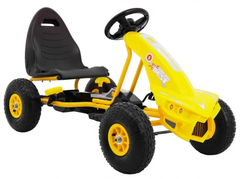 Champion Pedalni Go Kart Za Djecu 3+ žuti + Napuhane Gume + Podesivo Sjedalo + Ručna Kočnica 9
