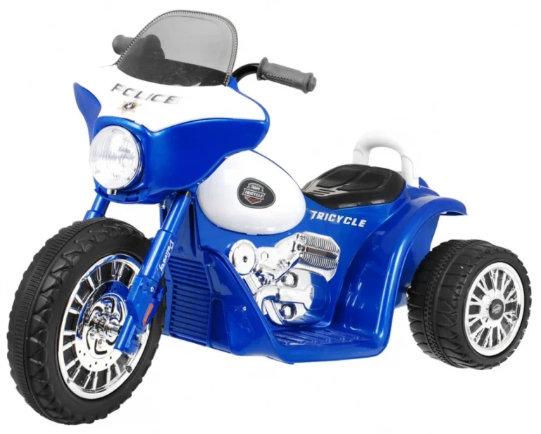 Chopper Dječji Motocikl Na Baterije, Plavi + 3 Kotača + Zvukovi + Led Svjetla, Plava Motor Na Akumulator 1