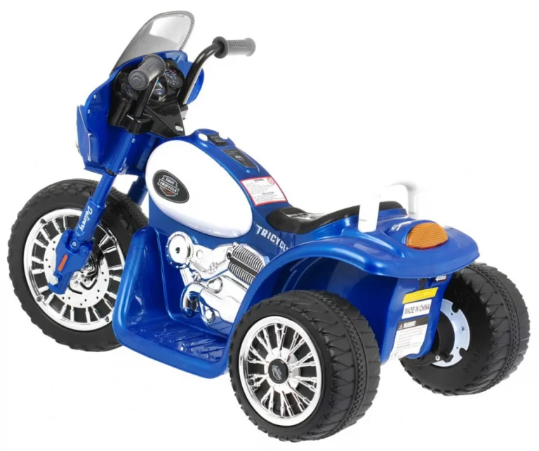 Chopper Dječji Motocikl Na Baterije, Plavi + 3 Kotača + Zvukovi + Led Svjetla, Plava Motor Na Akumulator 3