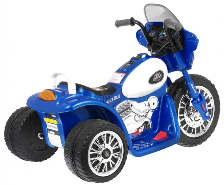 Chopper Dječji Motocikl Na Baterije, Plavi + 3 Kotača + Zvukovi + Led Svjetla, Plava Motor Na Akumulator 4