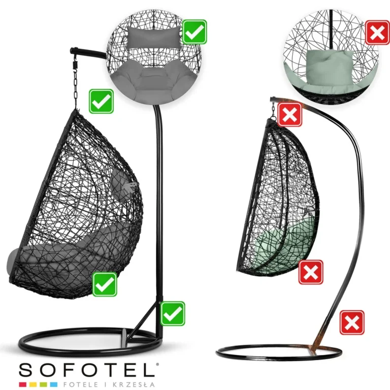 Crna Viseća Vrtna Stolica Brava + Sivi Sofotel Jastuci 13