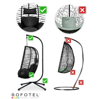Crna Viseća Vrtna Stolica Toskana + Crni Sofotel Jastuci 14
