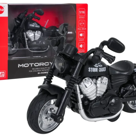 Crni Metalni Motocikl Sa Svjetlima I Zvukom 1