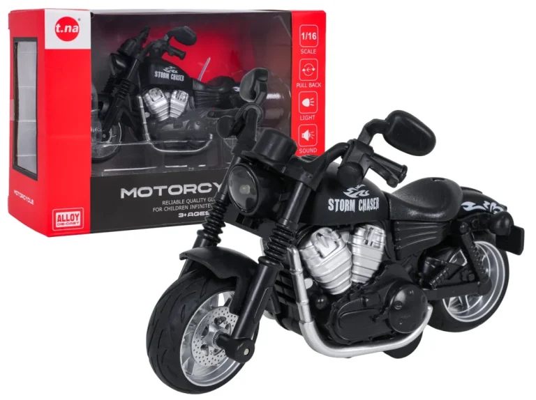 Crni Metalni Motocikl Sa Svjetlima I Zvukom 1