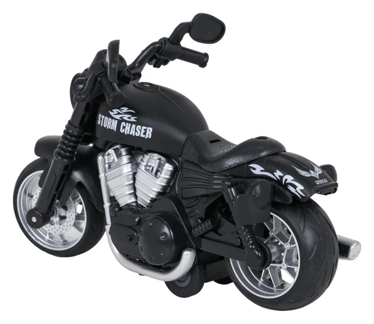 Crni Metalni Motocikl Sa Svjetlima I Zvukom 4