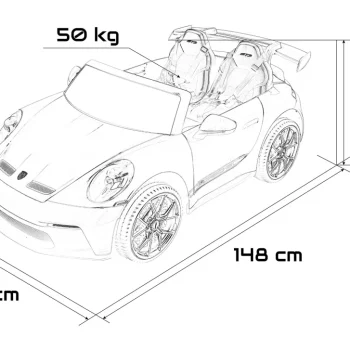 Crni Trkaći Automobil Porsche 911 Gt3 Za Djecu, Crna 2