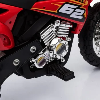 Cross Motocikl Za Djecu Na Baterije, Crveni + Pomoćni Kotači + Led Zvukovi, Crvena Motor Na Akumulator 10