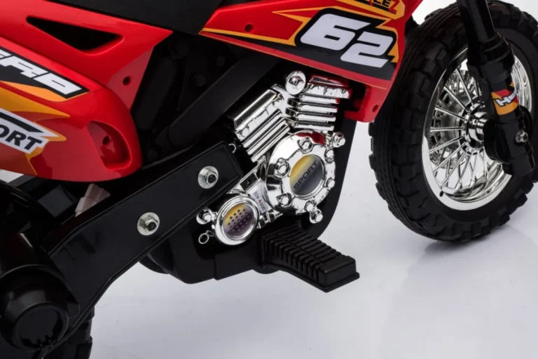 Cross Motocikl Za Djecu Na Baterije, Crveni + Pomoćni Kotači + Led Zvukovi, Crvena Motor Na Akumulator 10