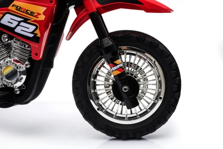Cross Motocikl Za Djecu Na Baterije, Crveni + Pomoćni Kotači + Led Zvukovi, Crvena Motor Na Akumulator 13