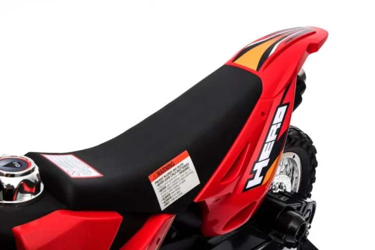 Cross Motocikl Za Djecu Na Baterije, Crveni + Pomoćni Kotači + Led Zvukovi, Crvena Motor Na Akumulator 15