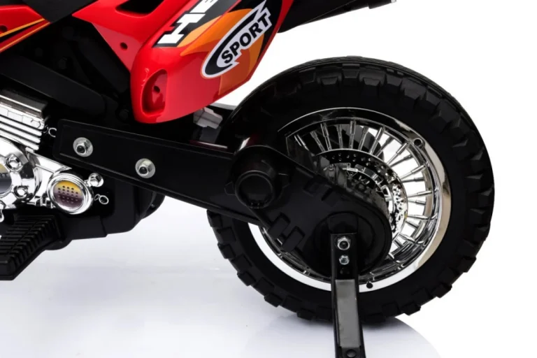Cross Motocikl Za Djecu Na Baterije, Crveni + Pomoćni Kotači + Led Zvukovi, Crvena Motor Na Akumulator 18