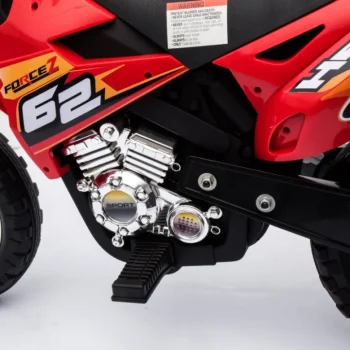 Cross Motocikl Za Djecu Na Baterije, Crveni + Pomoćni Kotači + Led Zvukovi, Crvena Motor Na Akumulator 19