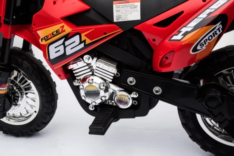 Cross Motocikl Za Djecu Na Baterije, Crveni + Pomoćni Kotači + Led Zvukovi, Crvena Motor Na Akumulator 19