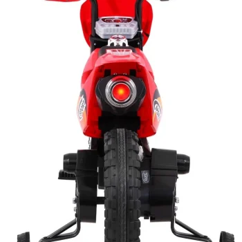 Cross Motocikl Za Djecu Na Baterije, Crveni + Pomoćni Kotači + Led Zvukovi, Crvena Motor Na Akumulator 4