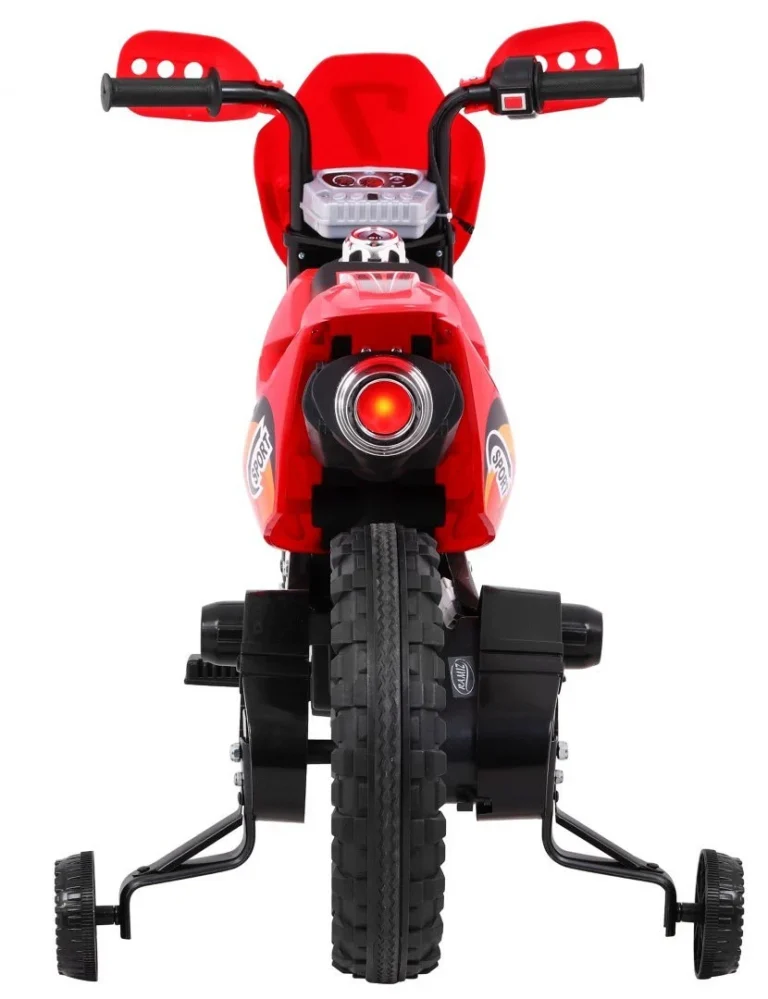 Cross Motocikl Za Djecu Na Baterije, Crveni + Pomoćni Kotači + Led Zvukovi, Crvena Motor Na Akumulator 4