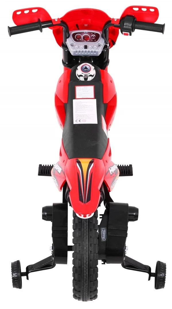 Cross Motocikl Za Djecu Na Baterije, Crveni + Pomoćni Kotači + Led Zvukovi, Crvena Motor Na Akumulator 5