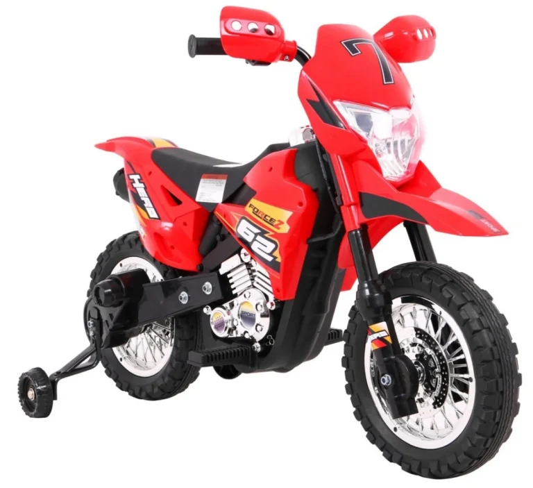 Cross Motocikl Za Djecu Na Baterije, Crveni + Pomoćni Kotači + Led Zvukovi, Crvena Motor Na Akumulator 7