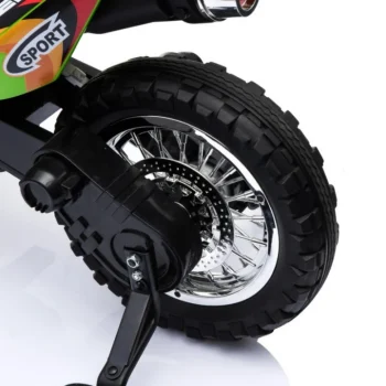 Cross Motocikl Za Djecu Na Baterije, Zelena Boja + Pomoćni Kotači + Led Zvukovi Motor Na Akumulator 11