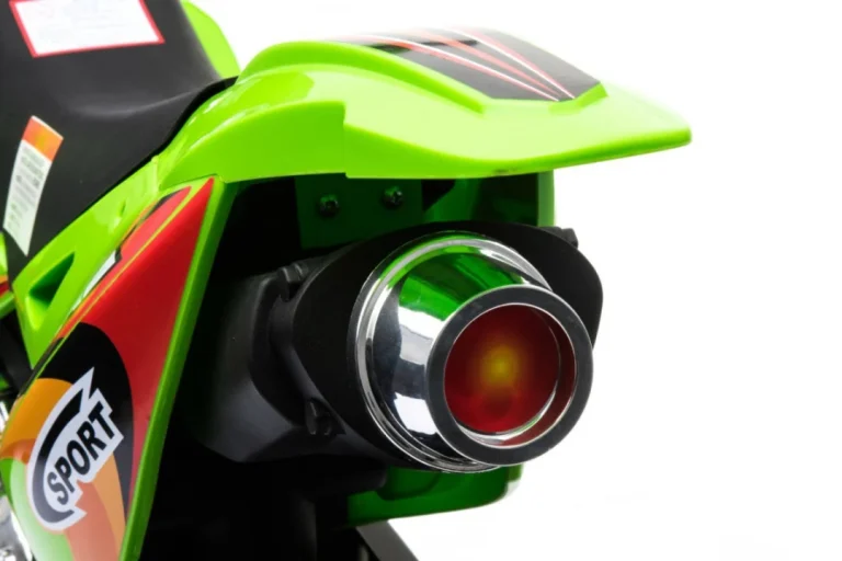 Cross Motocikl Za Djecu Na Baterije, Zelena Boja + Pomoćni Kotači + Led Zvukovi Motor Na Akumulator 12