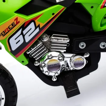 Cross Motocikl Za Djecu Na Baterije, Zelena Boja + Pomoćni Kotači + Led Zvukovi Motor Na Akumulator 17