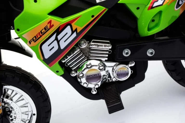 Cross Motocikl Za Djecu Na Baterije, Zelena Boja + Pomoćni Kotači + Led Zvukovi Motor Na Akumulator 17