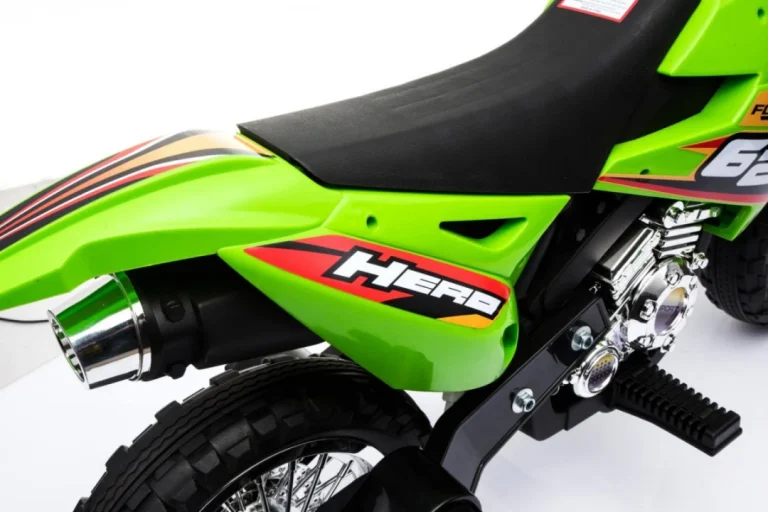 Cross Motocikl Za Djecu Na Baterije, Zelena Boja + Pomoćni Kotači + Led Zvukovi Motor Na Akumulator 20