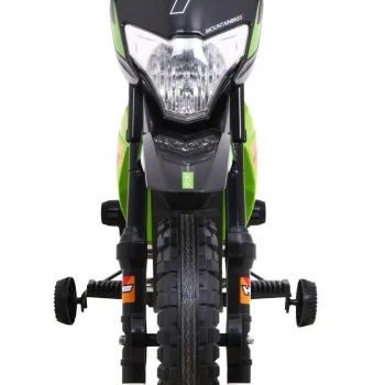 Cross Motocikl Za Djecu Na Baterije, Zelena Boja + Pomoćni Kotači + Led Zvukovi Motor Na Akumulator 3