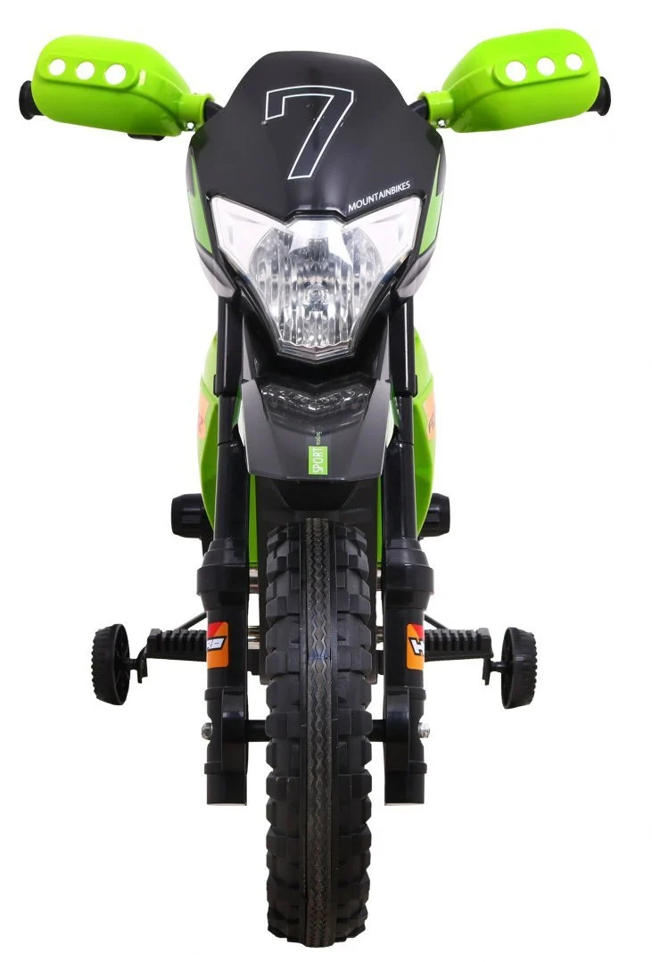Cross Motocikl Za Djecu Na Baterije, Zelena Boja + Pomoćni Kotači + Led Zvukovi Motor Na Akumulator 3