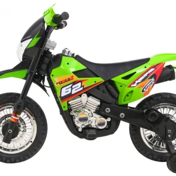 Cross Motocikl Za Djecu Na Baterije, Zelena Boja + Pomoćni Kotači + Led Zvukovi Motor Na Akumulator 4