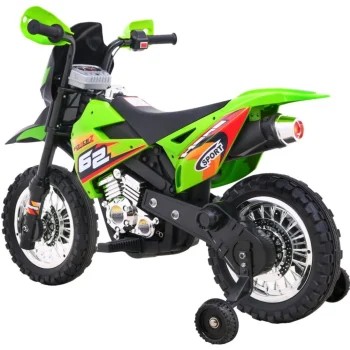 Cross Motocikl Za Djecu Na Baterije, Zelena Boja + Pomoćni Kotači + Led Zvukovi Motor Na Akumulator 5