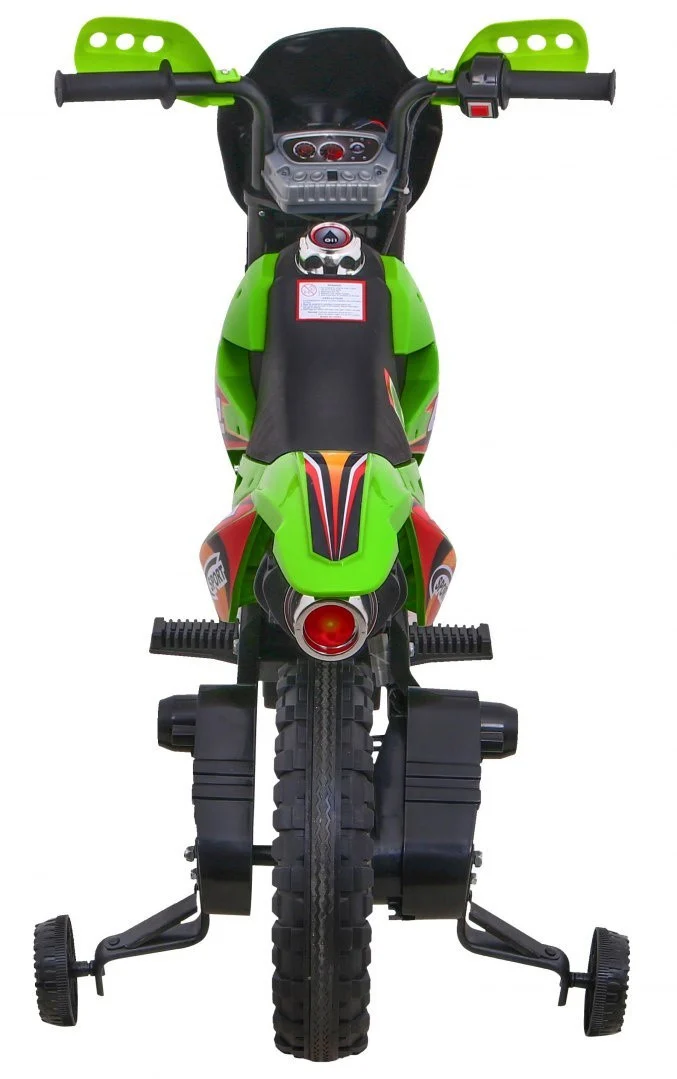 Cross Motocikl Za Djecu Na Baterije, Zelena Boja + Pomoćni Kotači + Led Zvukovi Motor Na Akumulator 6