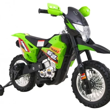 Cross Motocikl Za Djecu Na Baterije, Zelena Boja + Pomoćni Kotači + Led Zvukovi Motor Na Akumulator 8