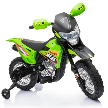 Cross Motocikl Za Djecu Na Baterije, Zelena Boja + Pomoćni Kotači + Led Zvukovi Motor Na Akumulator 9